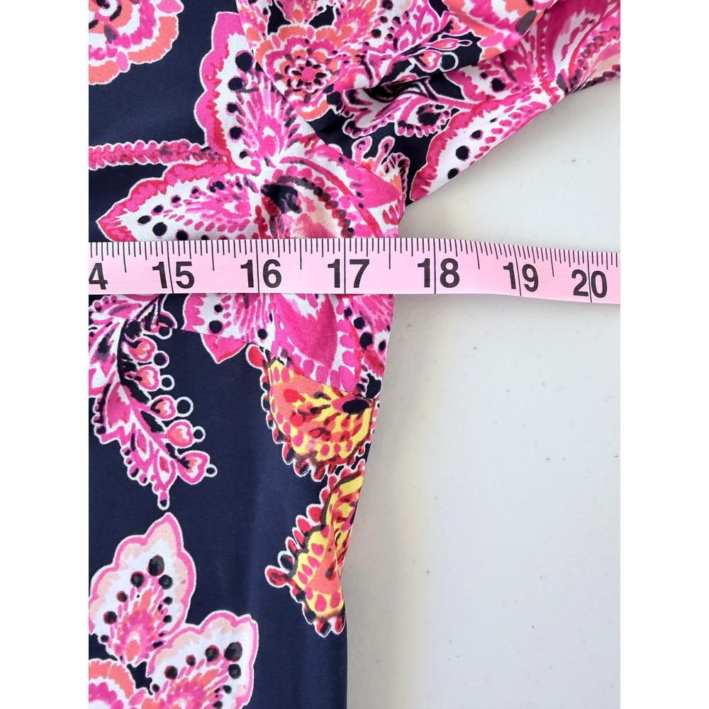 Eliza J Floral Paisley 3/4 Sleeve Shift Dress Navy Pink Vacation Travel 8 M - Picture 6 of 8